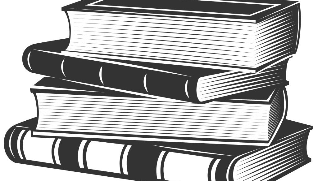 Stack of books in monochrome style. Vector illustration.