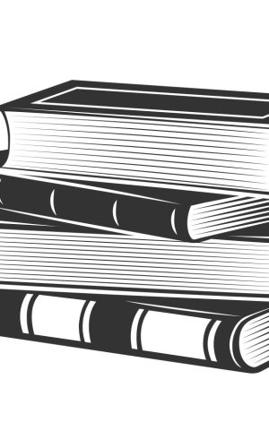 Stack of books in monochrome style. Vector illustration.