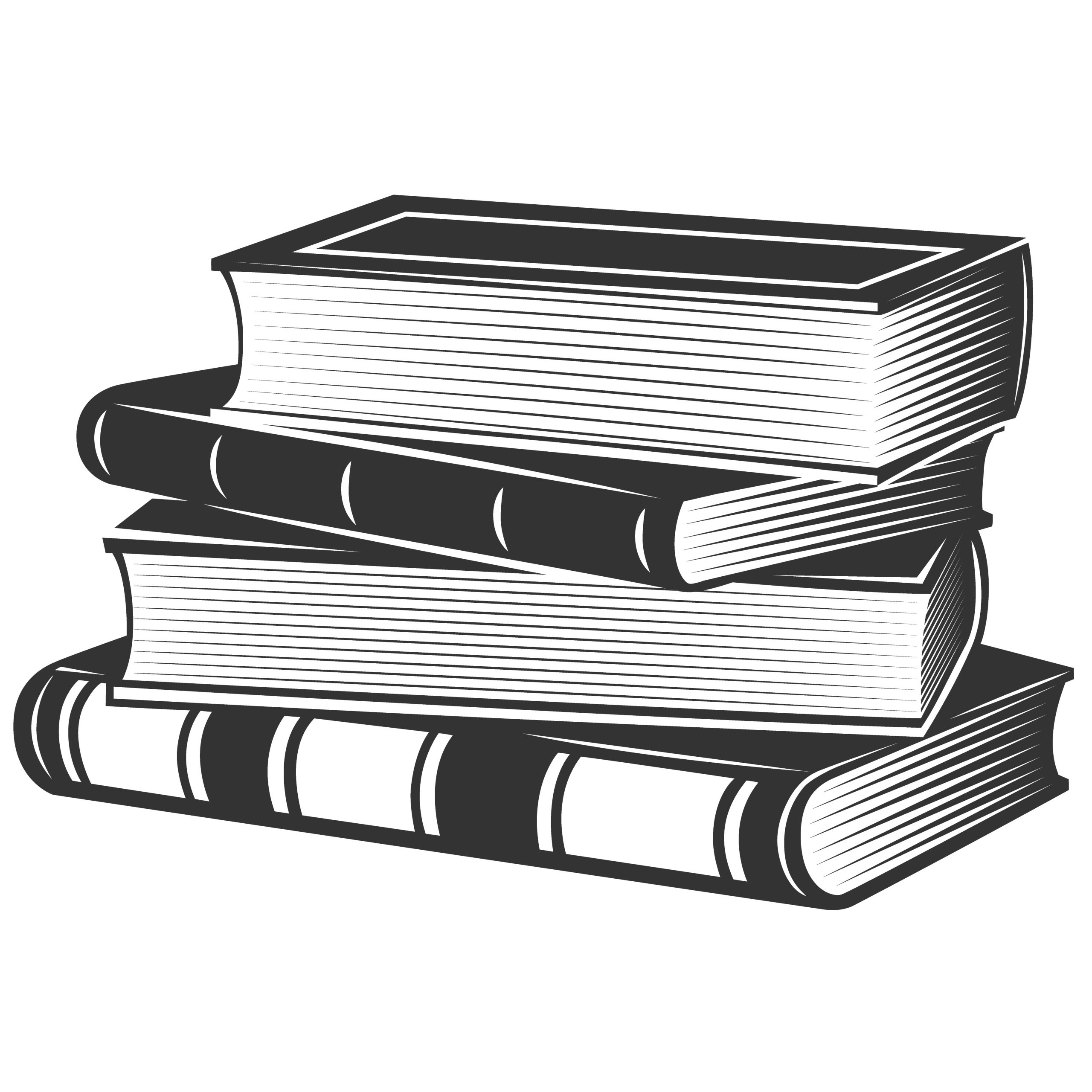 Stack of books in monochrome style. Vector illustration.